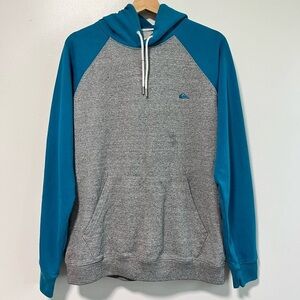 Quiksilver Men’s Raglan Sleeve Hoodie in Teal & Gray - Size Medium